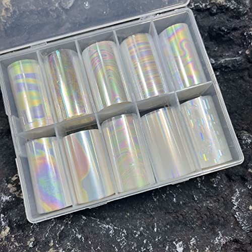 10 Rolls Neon Nail Foil for Long Acrylic Nails Holographic Nail Transfer Foil