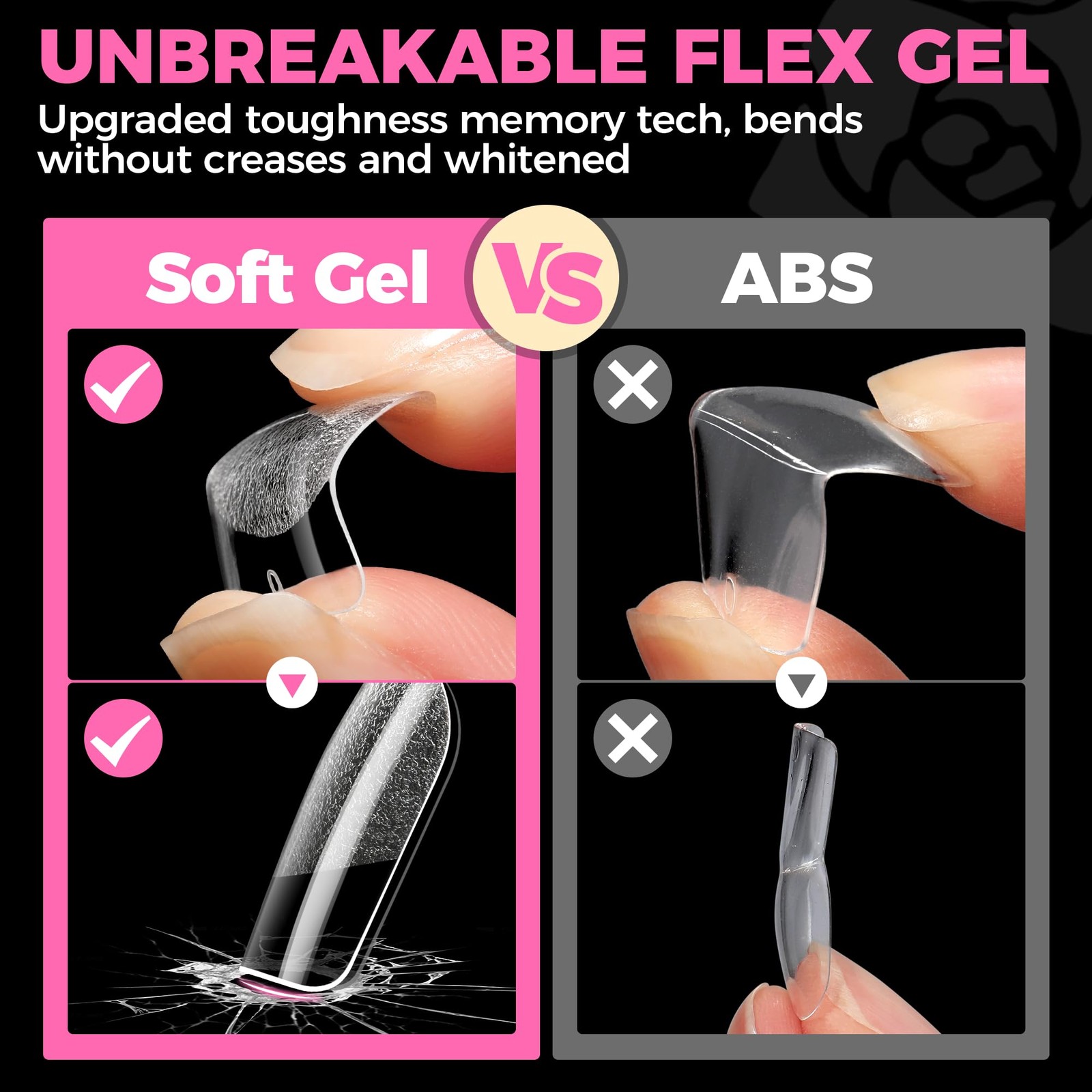 UNA GELLA Extra Short Nail Tips: 504pcs Square 1 Fl Oz (Pack of 1), Clear