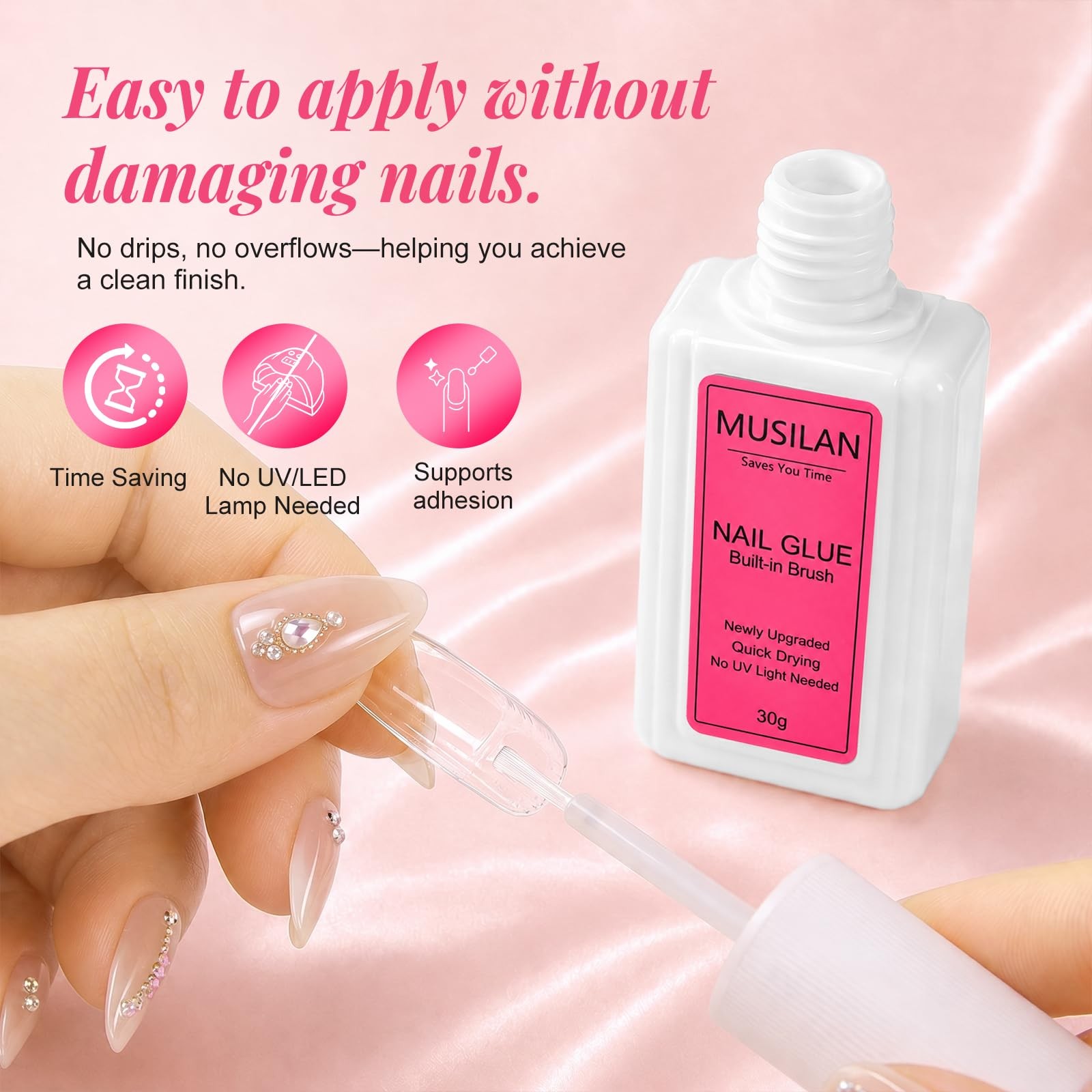 Super Strong Nail Glue, 30g Brush on Nail Glue for Press Ons Nails
