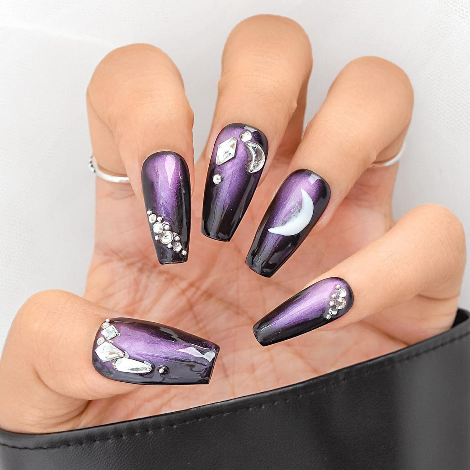 10 Piece 3D Reusable Handmade Press On Nails Set Elegant Galaxy