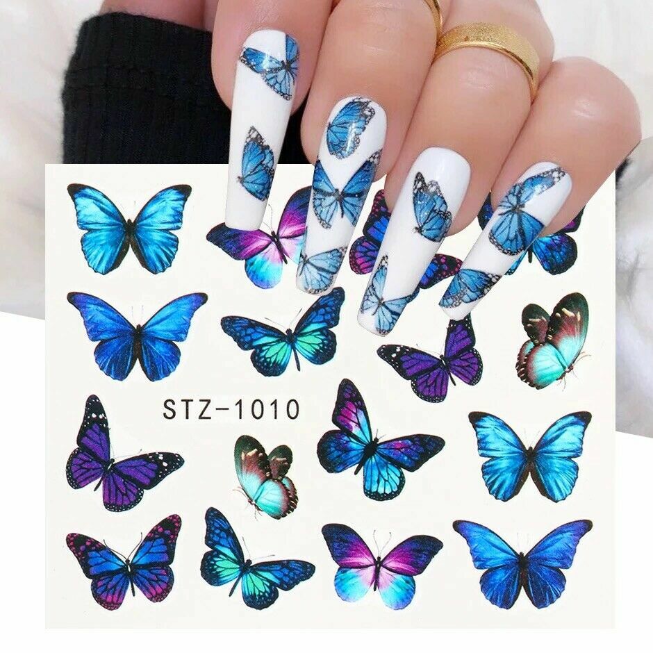 Butterfly Nail Stickers Waterproof Nail Art Design DIY Decal Pink Manicure NS12