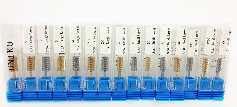 UNIKO – Acrylic/ Gel Nail Carbide Drill Bits -GOLD or SILVER- 3/32″ Small Barrel