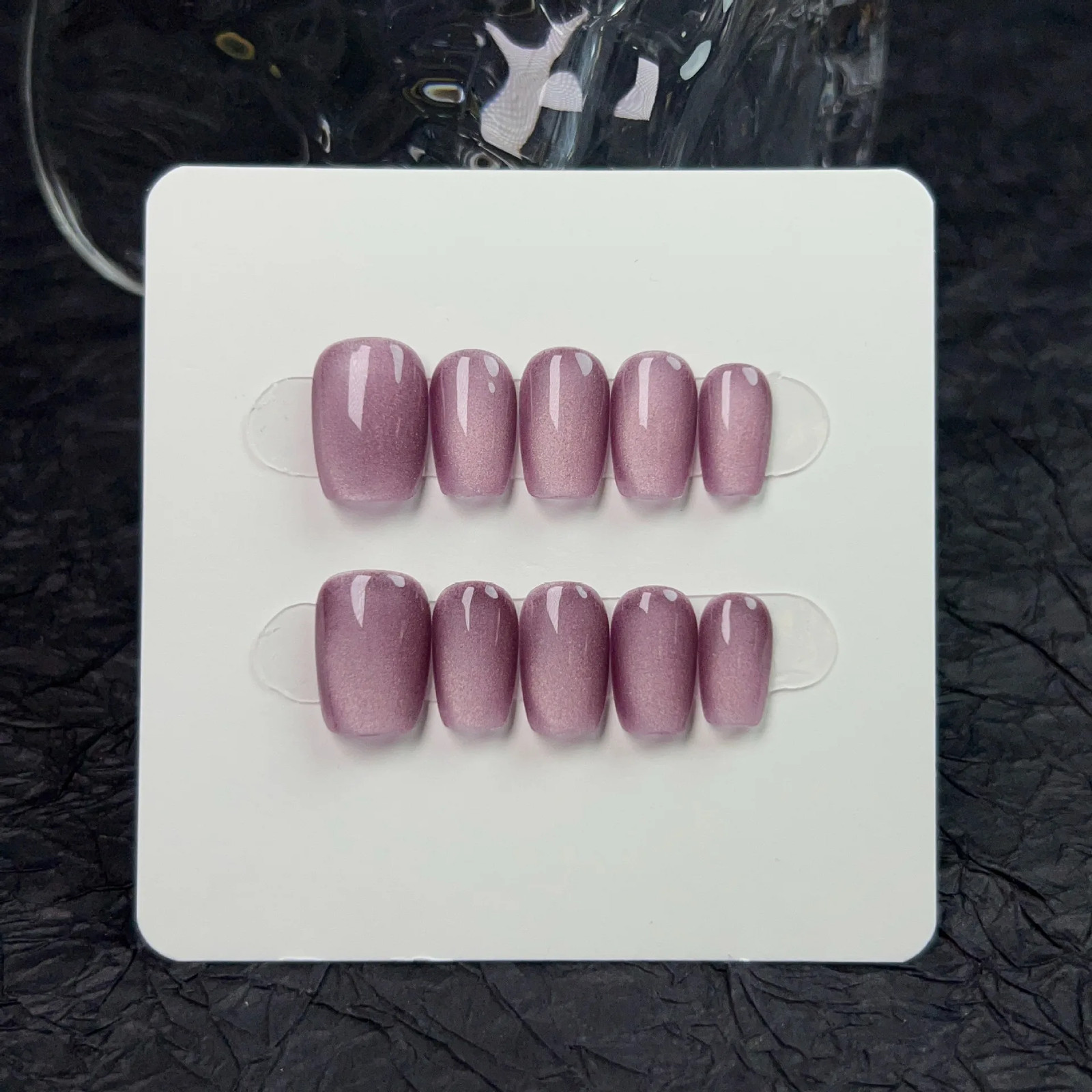 10Pcs Short Handmade Nails Cat Eyes Wearable False Nails Full Cover Nail Tips