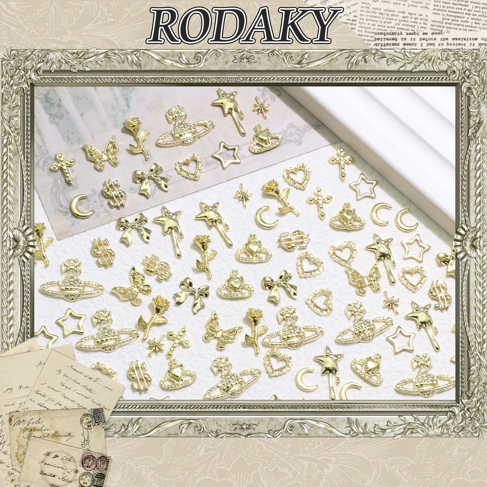 120PCS Gold Nail Charms 3D Bow Butterfly Charms for Nails 12 Styles Nail Jewe…