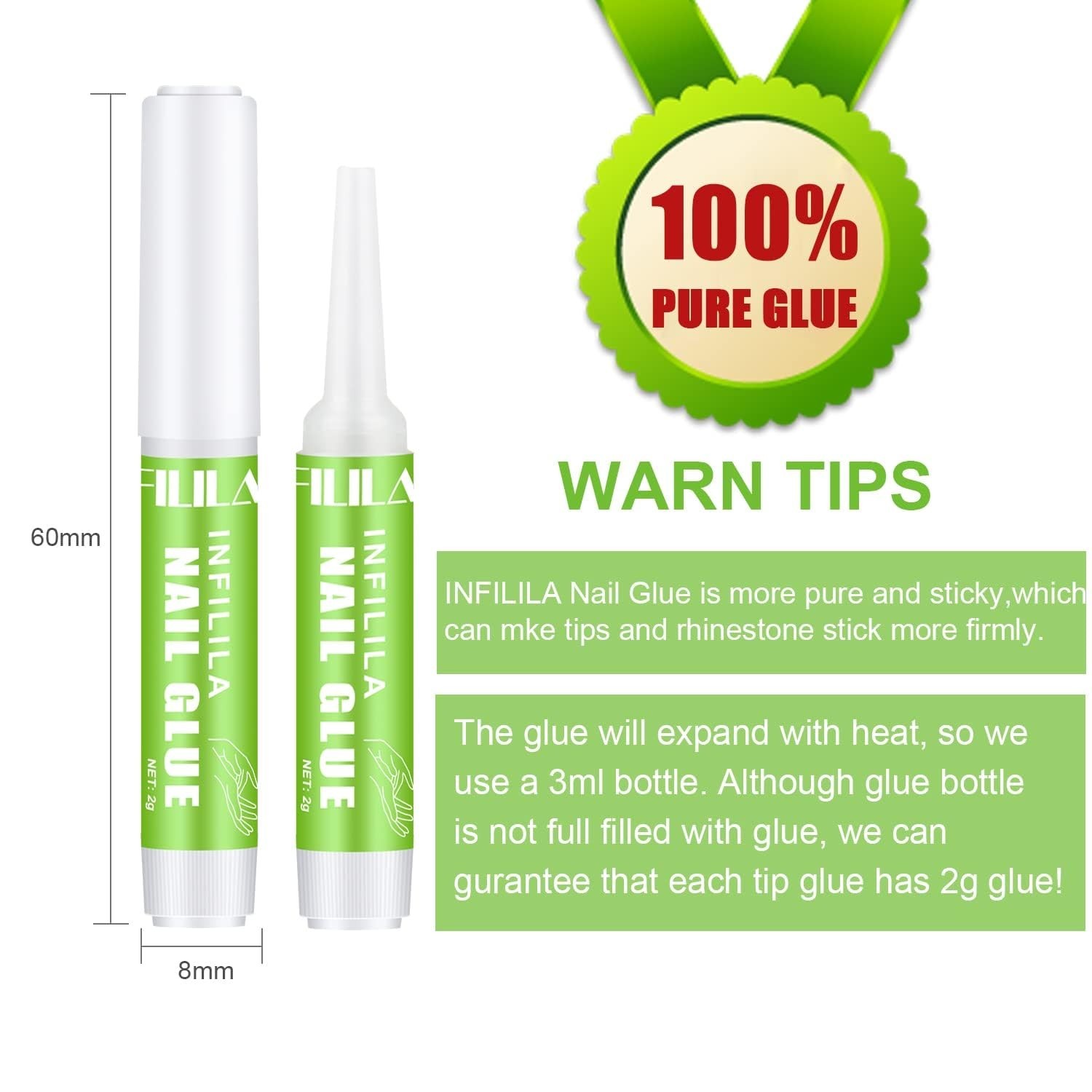 NXJ INFILILA Super Strong Nail Glue – Quick Dry 3-5 Seconds, 21+ Days Long-Lasti