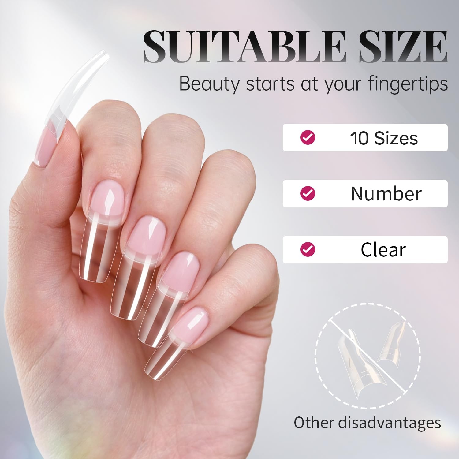 Clear Acrylic False Nail Tips with Nail Glue Kit for Nail Extension