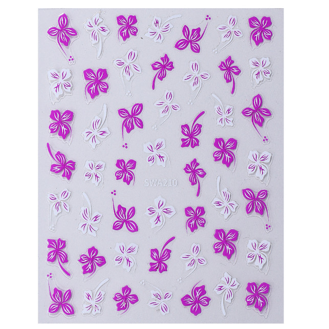 3Pcs Vine Flower Hawaiian Hibiscus Floral Nail Art Stickers Decal NS10