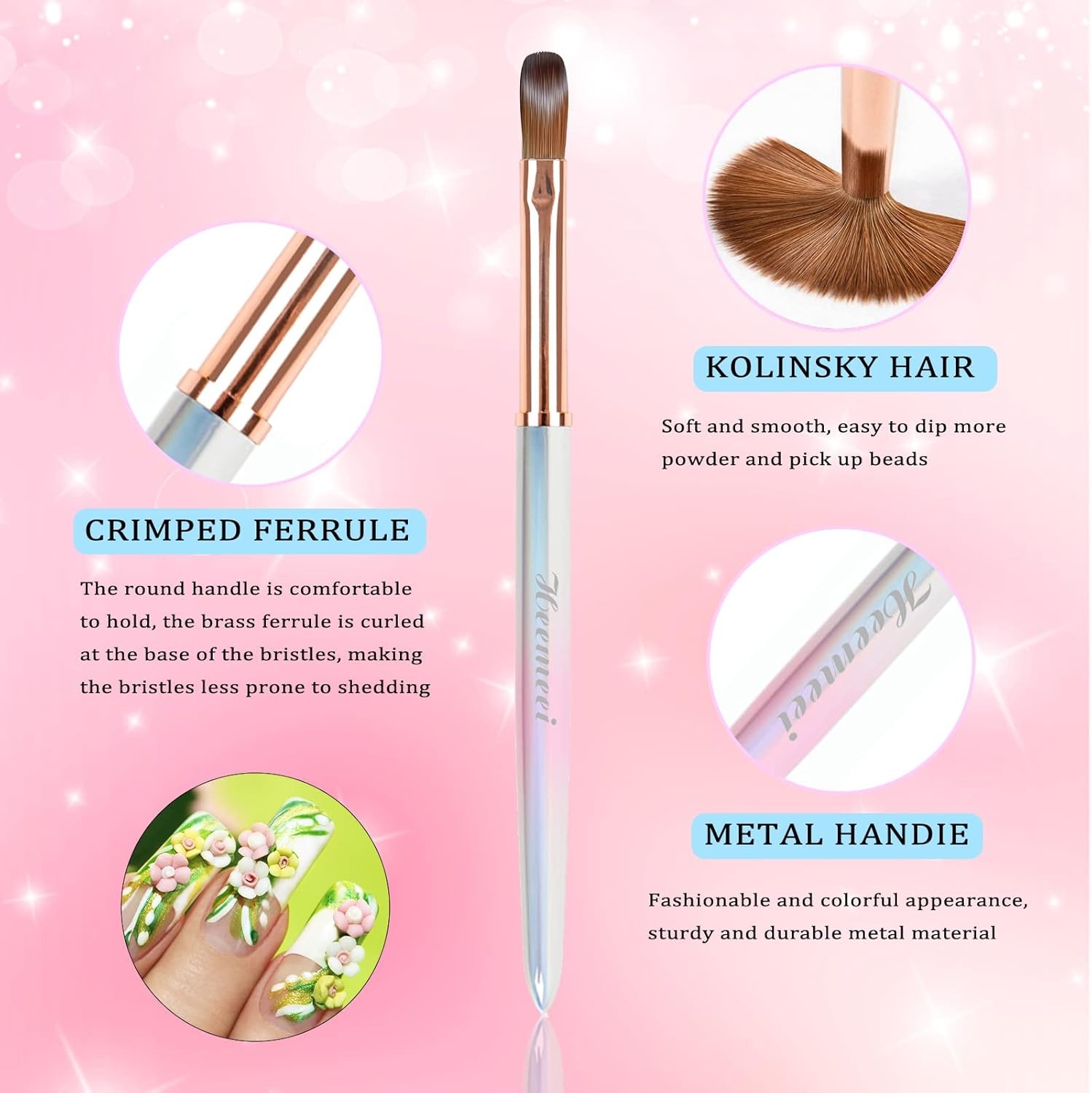 Acrylic Nail Brush Size 10, e Koliy Nail Art Brush, Sturdy