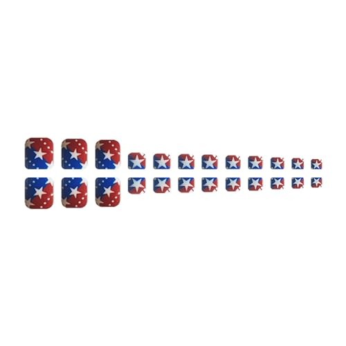 Independence Day Press on Toenails Short 1 Fl Oz (Pack of 1) Almond Flower-29