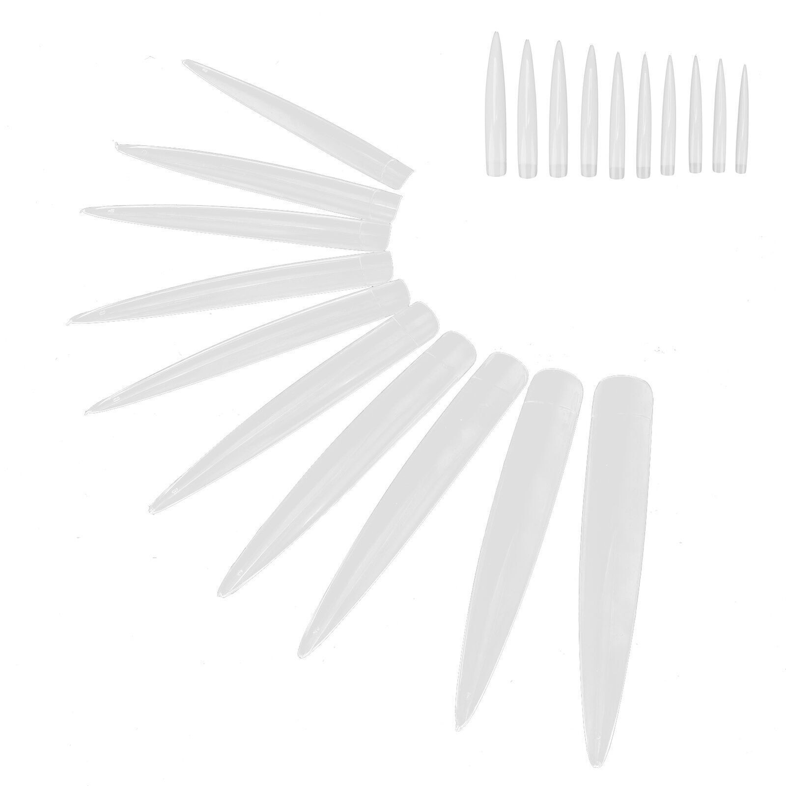 10pcs Professional Long Pointed Nail Tip Home Salon Fake False Nail Set Manicure