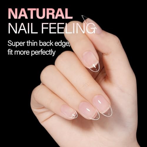 Short Almond Nail Tips, 15 Sizes 240PCS Preshaped Soft 216pcs–short almond