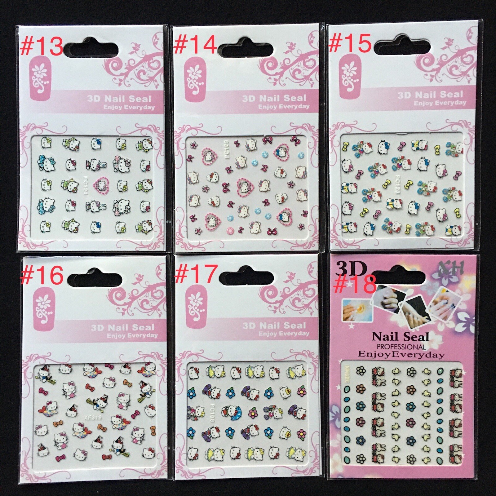 48 Design Hello Kitty 3D Glitter Nail Sticker Nail Art Decal St-259