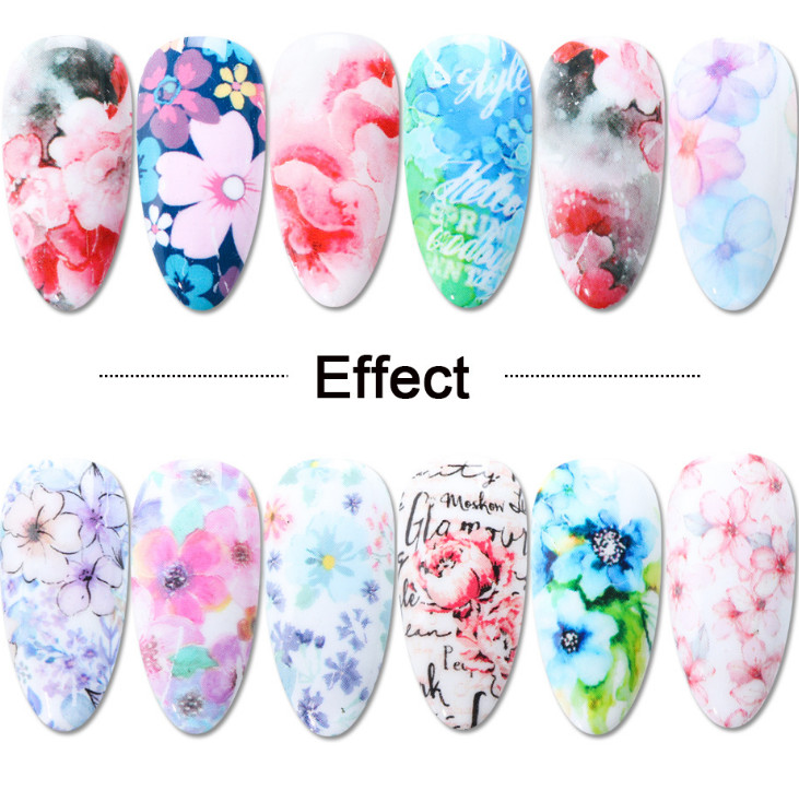 10 Pcs Flower Love Letters Nail Art Transfer Foil Sticker Transfer Manicure DIY