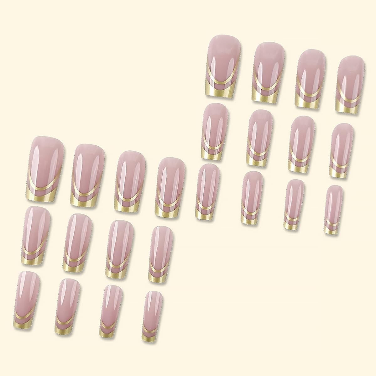 Exquisite 24Pcs Glossy French Tip Press-On Nails – Full Coverage for Glam Looks