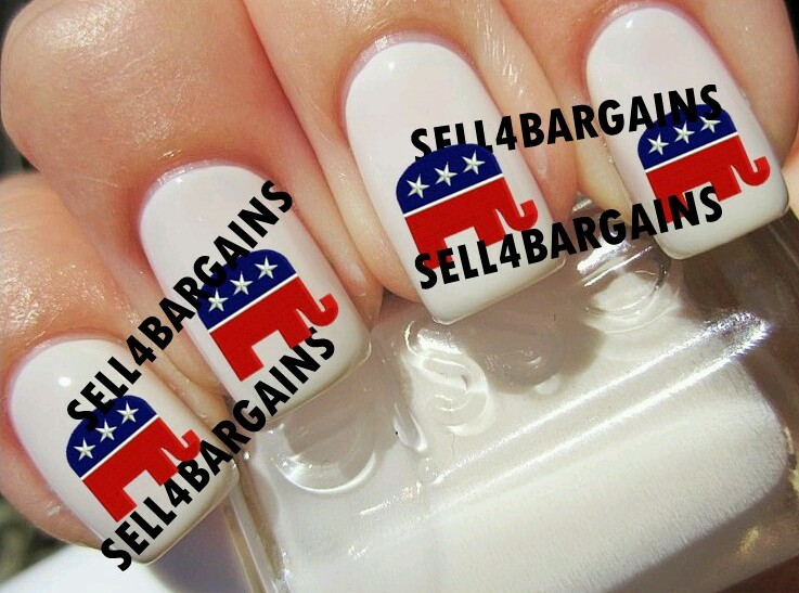 SALE》Vote in Election Republican Voting Elephant 🐘 Logo》Nail Art Decals