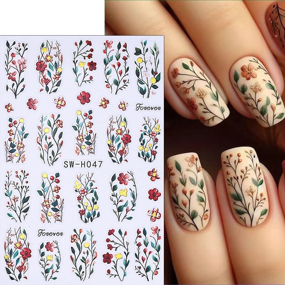 Fall Nail Stickers for Nail Art Tree Leaf Fox Nail Art Stickers Flower Nail D…