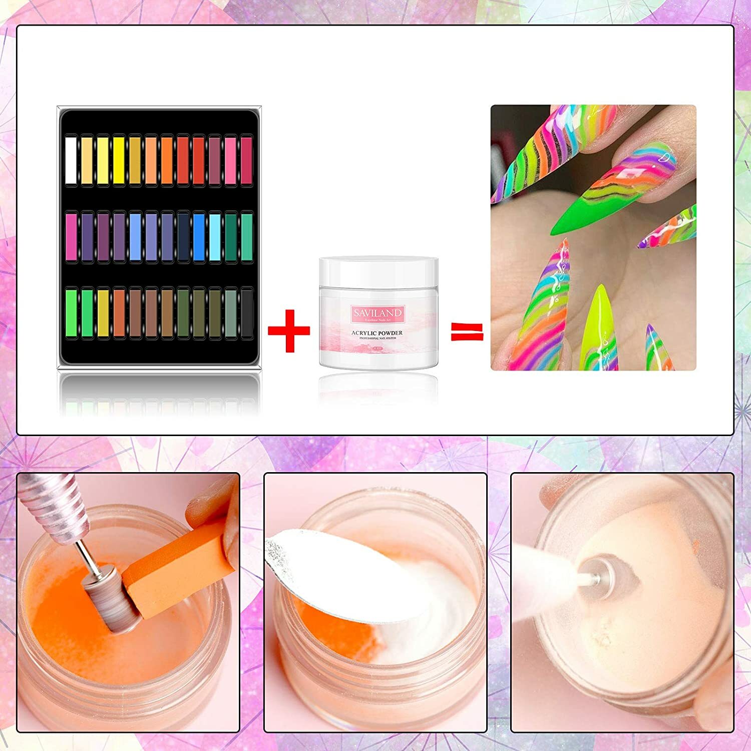 Soft Pastel Nail or hair Chalks for Acrylic Powder – Colorful Non-