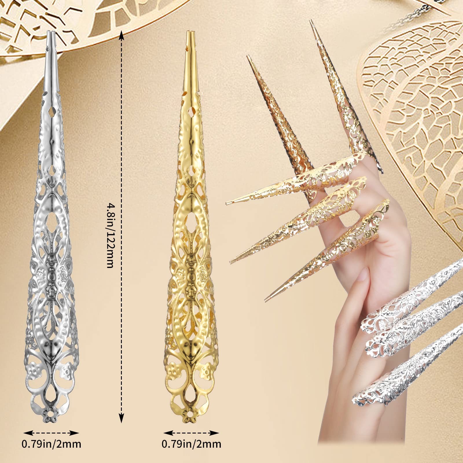 Leelosp 20 Packs Halloween Finger Nail Claw Rings Ancient Queen Finger