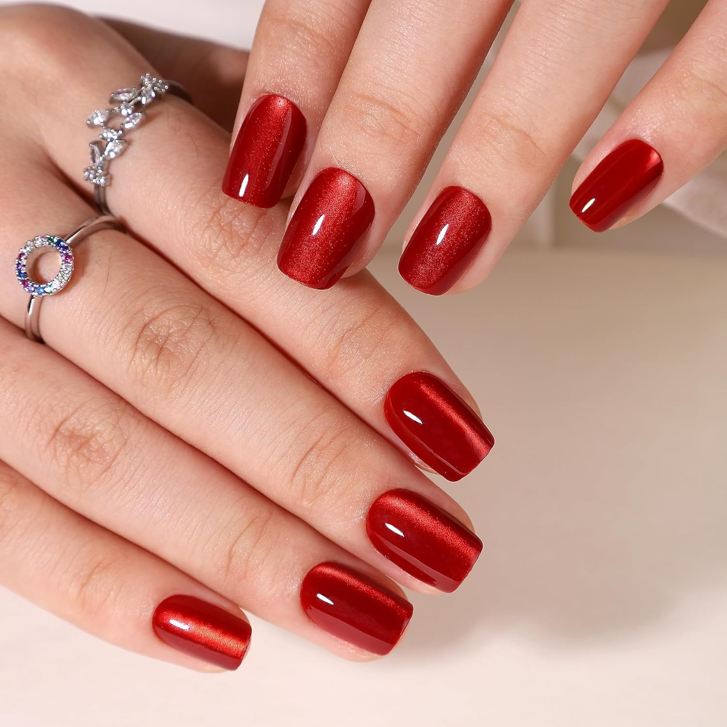 WAFOLOZE White Ombre Short Square Press On Nails, Glossy Acrylic Artificial