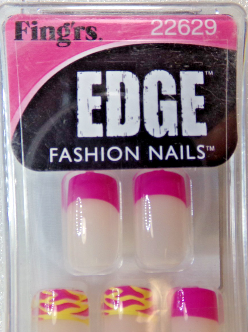 Fing’rs Edge Nails, Short, Pink & Yellow French, Glue on