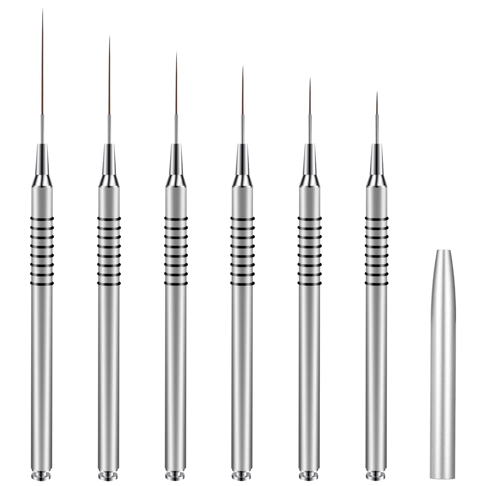 Nail Art Liner Brushes 6Pcs Fine Line Brush For Silver