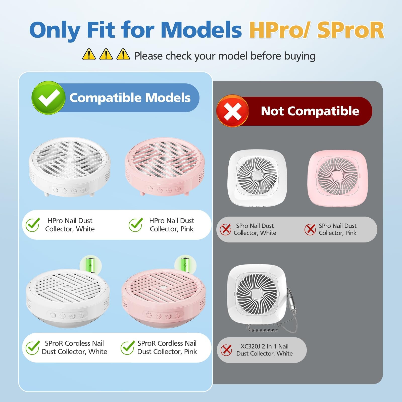 4 Pack HPro Nail Dust Collector Filter with MelodySusie Nail Dust Collectors,…
