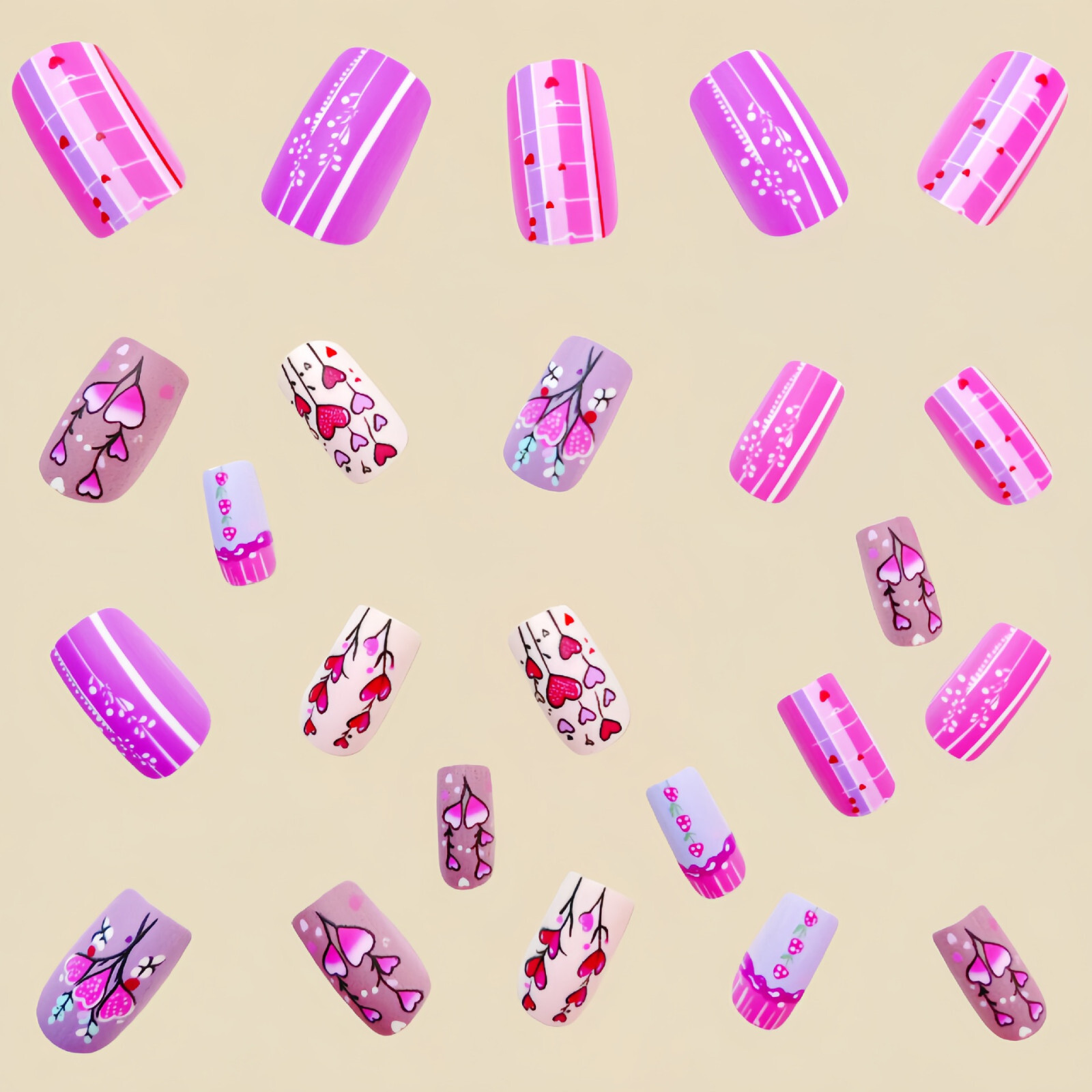 4 set （24Pcs/set ）Purple color False Nail Art Full Cover Artificial Fake Nails