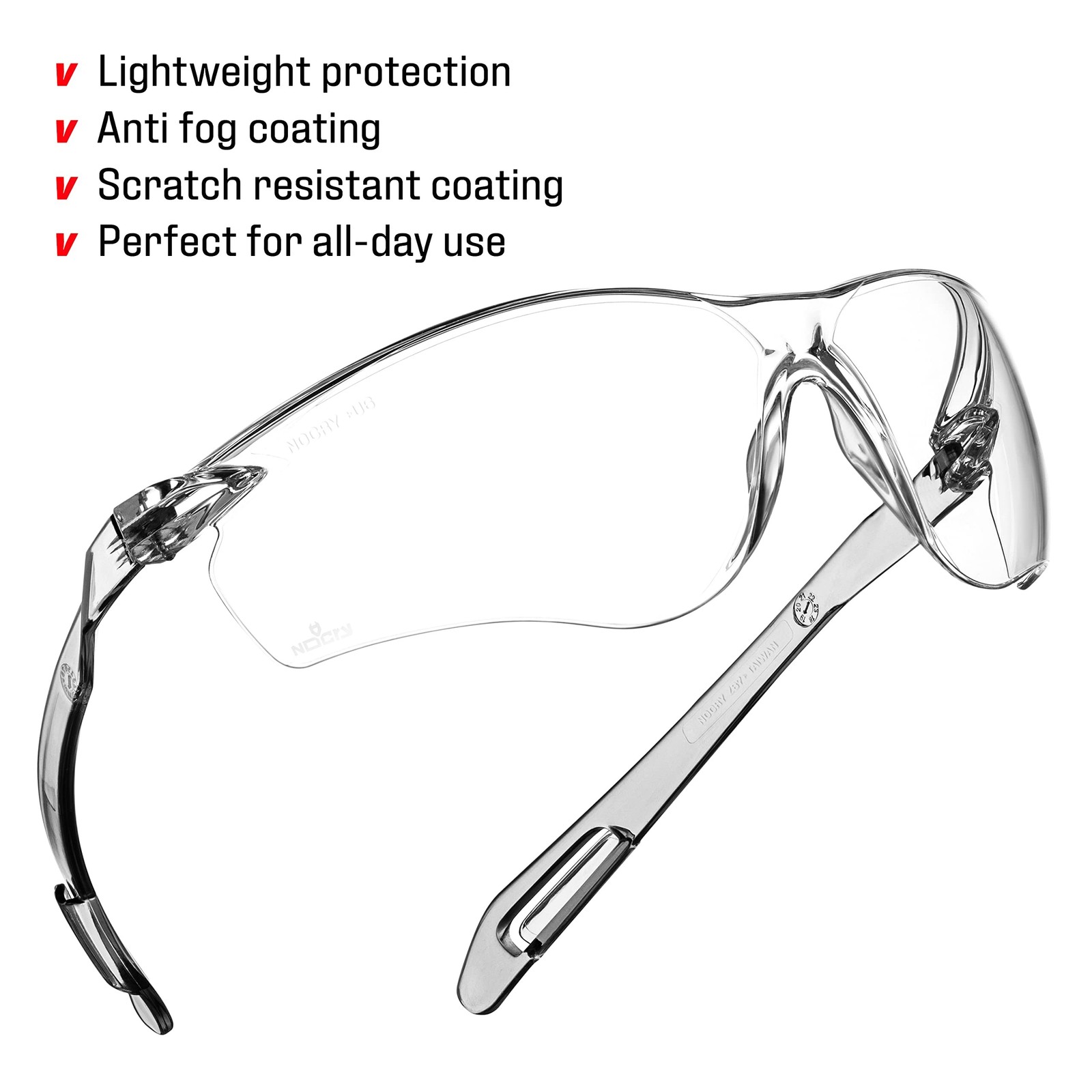 NoCry Lightweight Protective Safety Glasses with ANSI Z87.1 Rated, Clear, Scr…