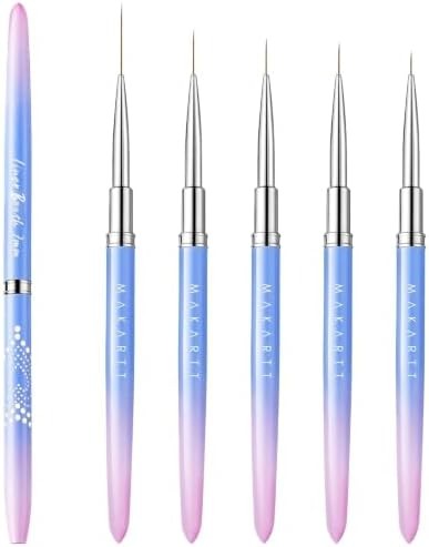 Makartt Nail Art Brushes Set: 5pcs Liner Brushes 7/9/11/15/25mm Thin Nail Art De