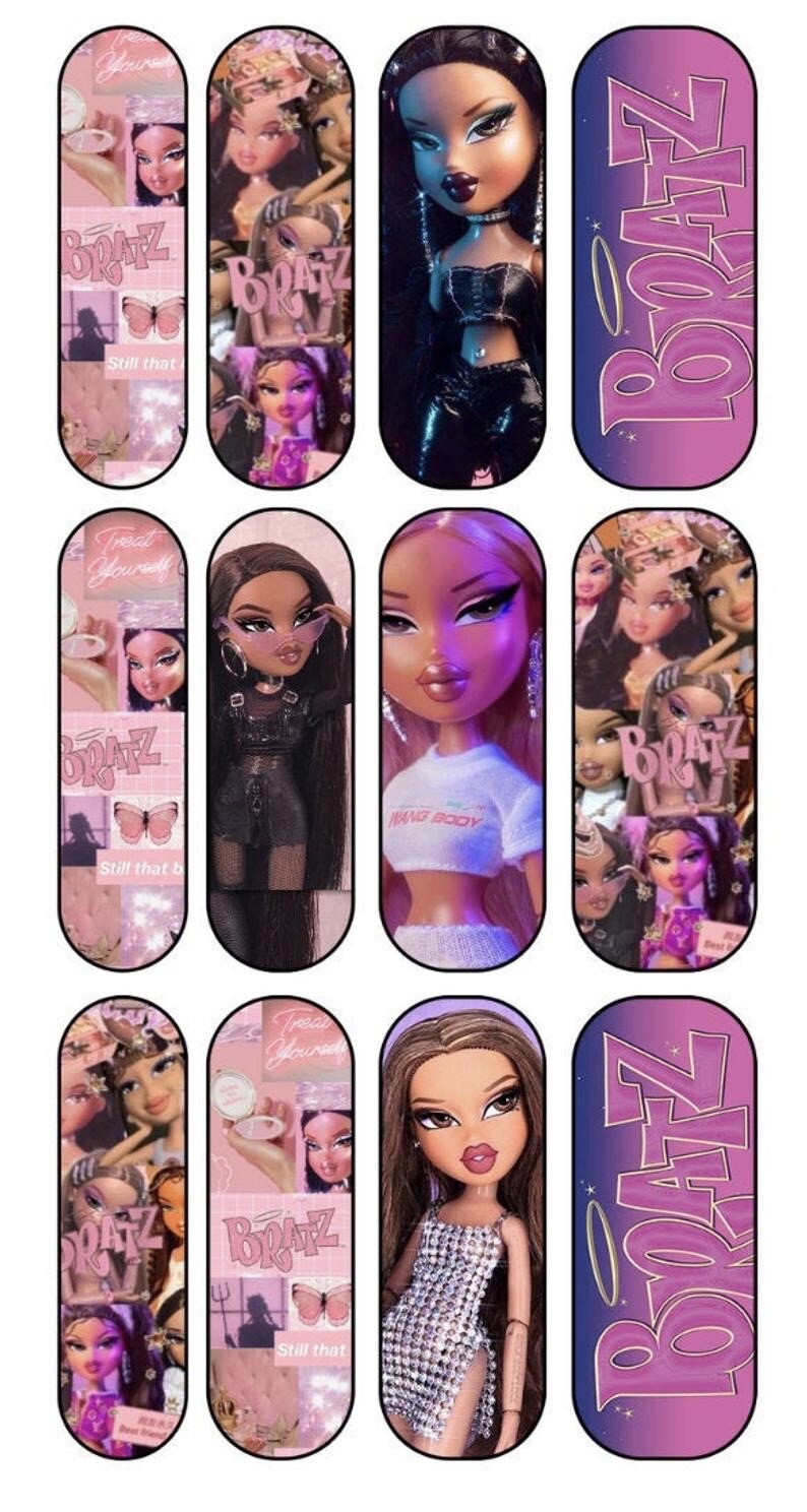 Baddie Bratz Doll Nail Decals Waterslide Airbrush Nail Art Nail Wraps Stickers