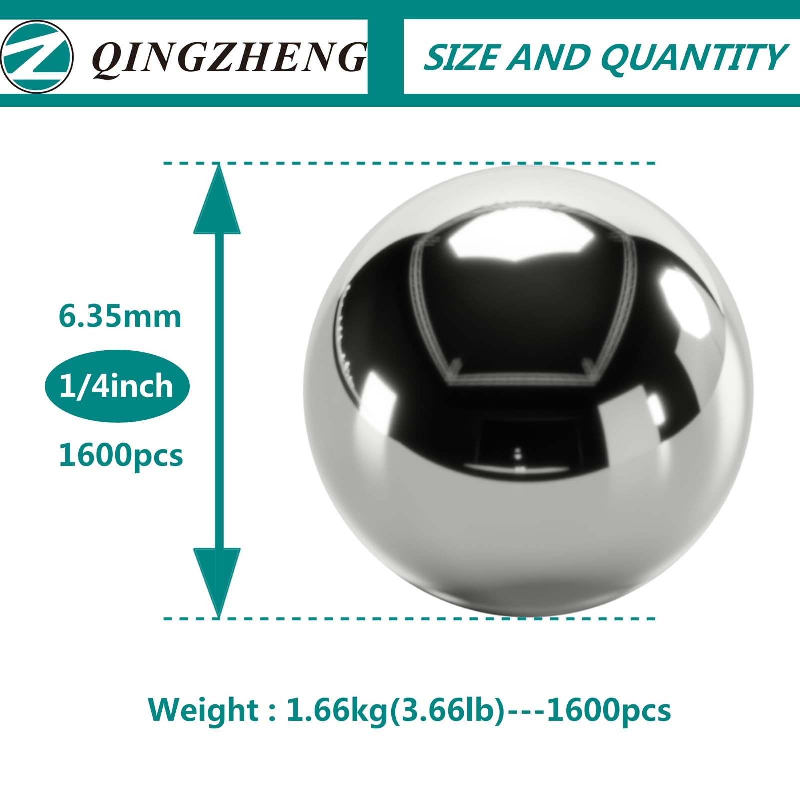 Z QINGZHENG 1600pcs 1/4inch Steel Ball 6.35mm Precision Steel Ball Bearing