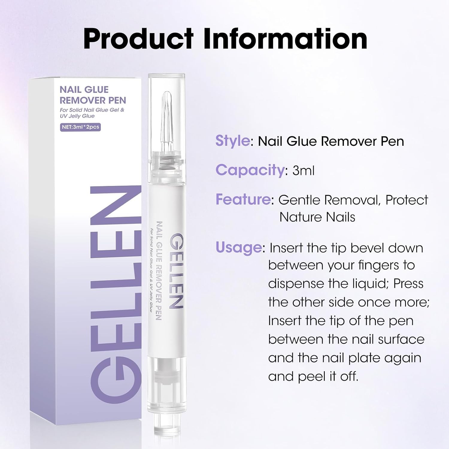 Nail Glue Remover, Nail Glue Remover for Press on Nails, 5 Pcs Non Acetone Ge…
