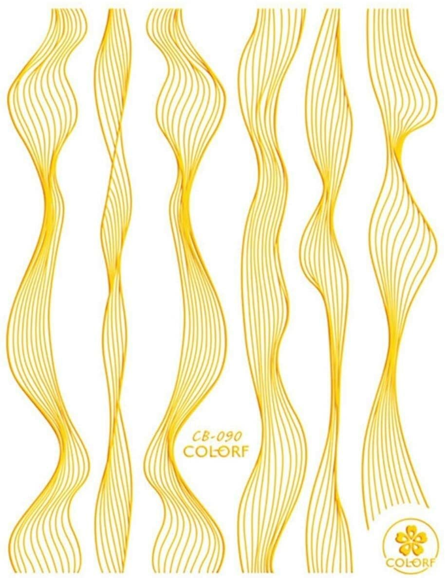 Nail Art 3D Decal Stickers Gold Metallic Wave Lines Stripe Foils CB090