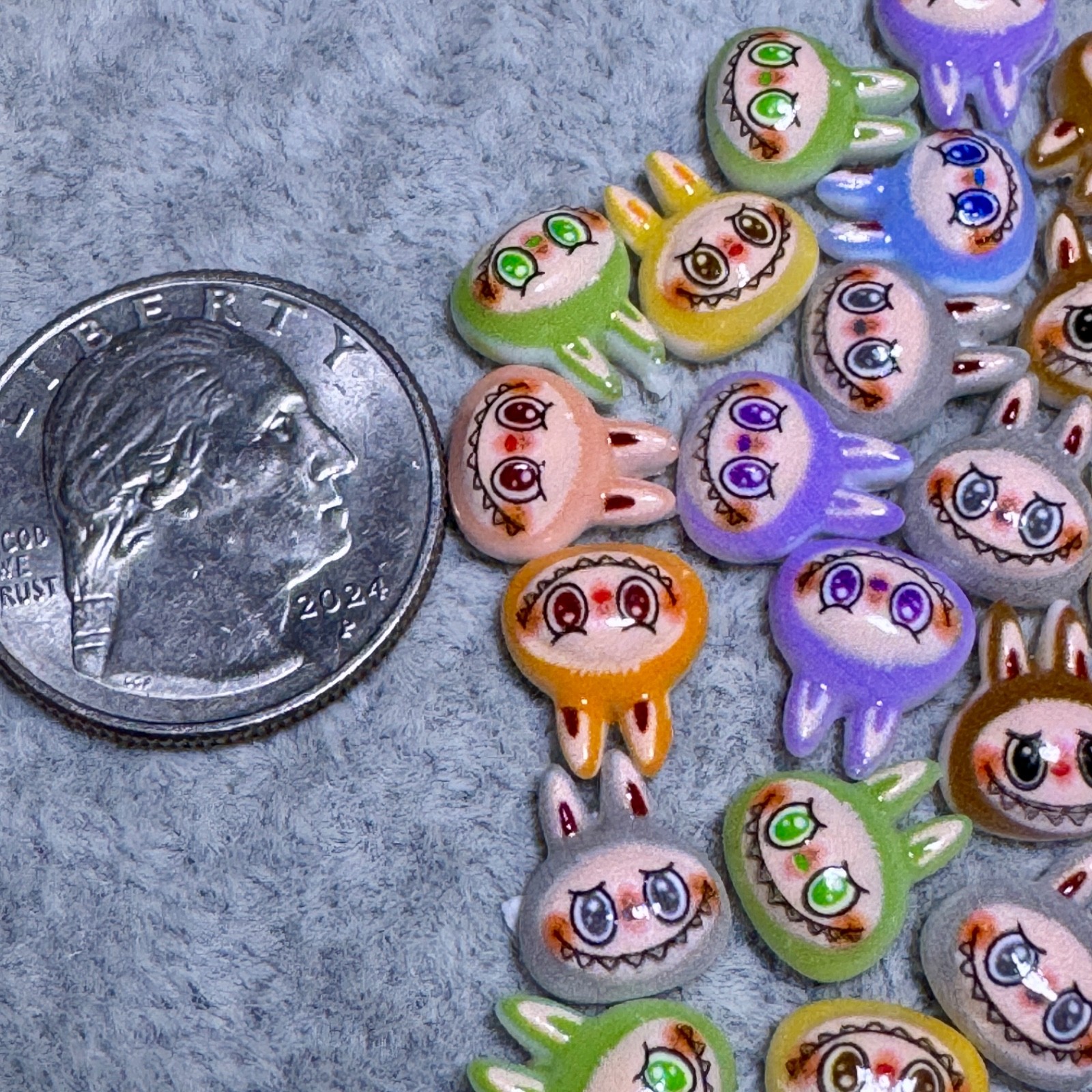 Cartoon Labubu Head Flatback Nail Art 50 Pcs Manicure Decor Charms Flat back