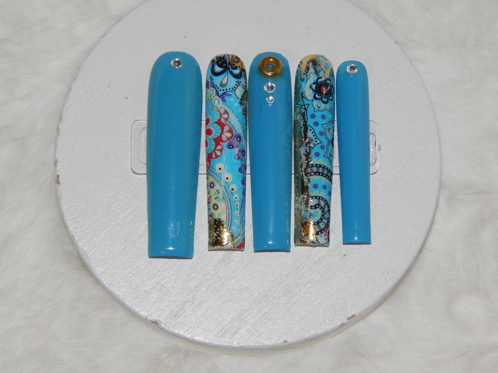 Luxury Handmade Press-On Nails I Reusable I Make Baby Blues I Square Shape l 3XL
