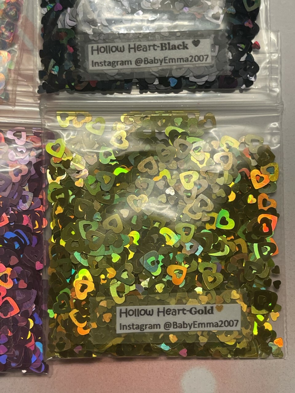 V-Day Holo HEART Shape (Hollow Gold-Golden Love) Glitter-1tsp-4Nail Art Face-US