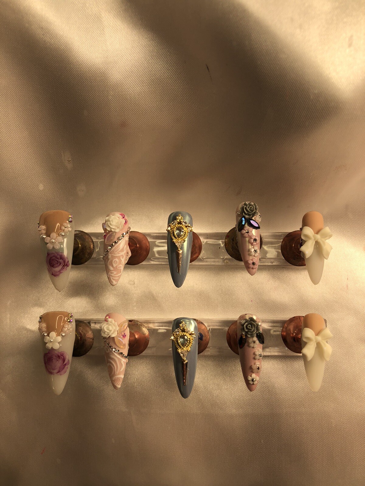 Z NAILZ! Gorgeous Set Of Handcrafted Custom Victorian Stiletto Press On Nails