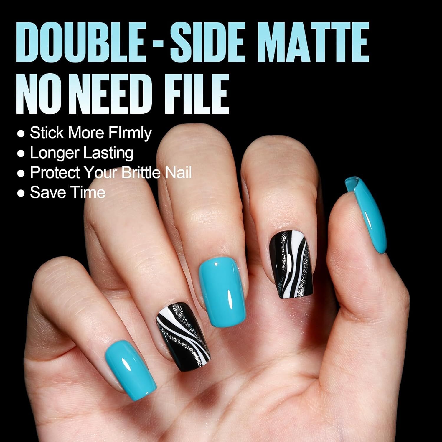TOMICCA Square Nail Tips – Short Gel x Nails, No File Full Clear
