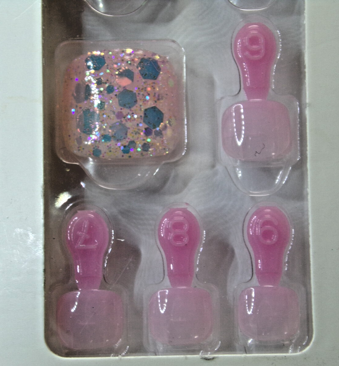 IMPRESS PEDICURE TOENAILS Light PInk with Confetti Glitter