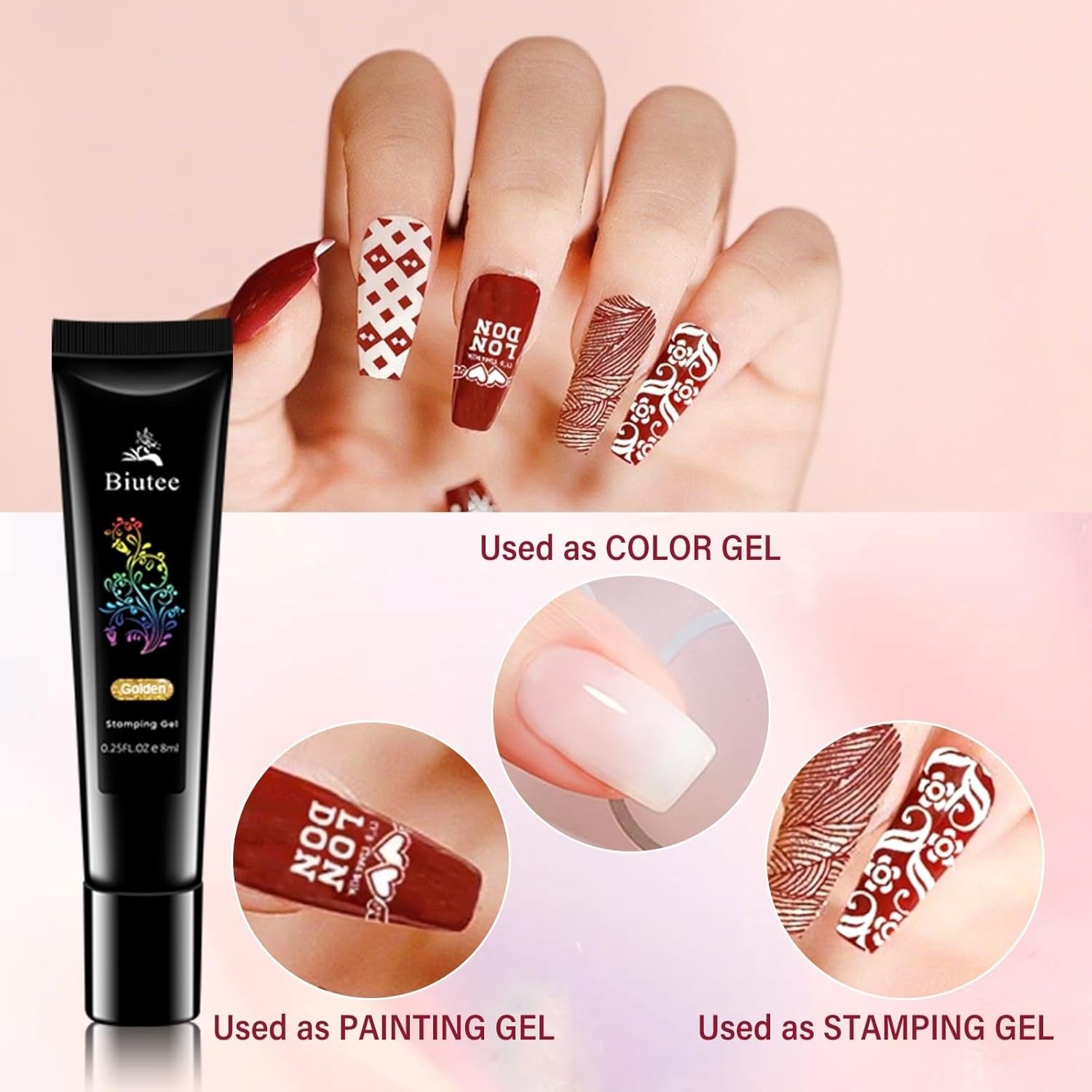 Deluxe Nail Stamping Kit – 12 Plates, 8 Gel Colors, Stamper