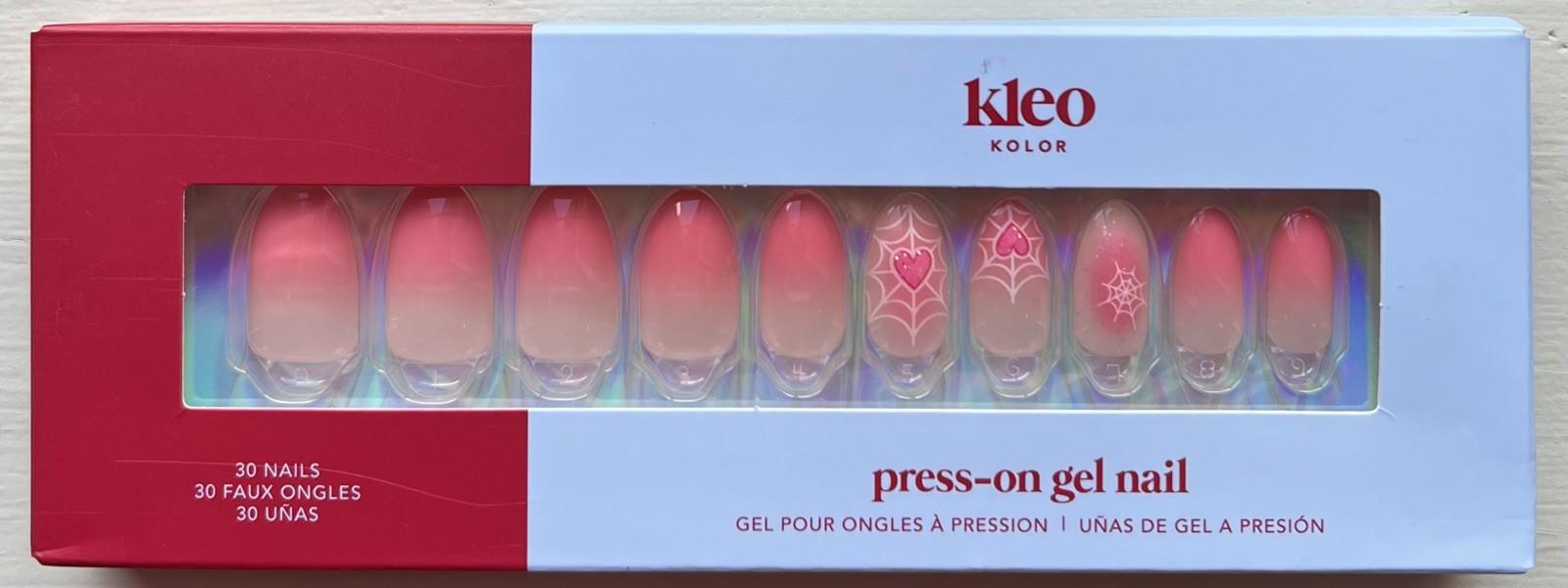 New Kleo Kolor 30 Press-On Gel Nails~Blush Widow Pink Medium Almond
