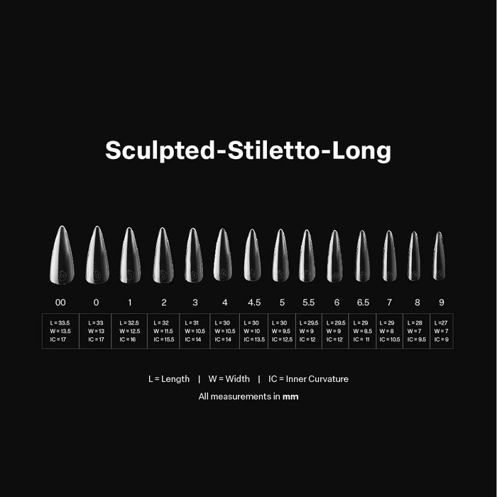 Apres Gel-X Sculpted Stiletto Long Tips Box 14 Sizes 600pc