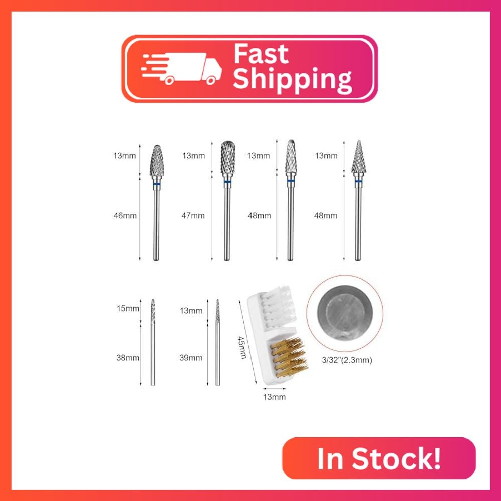 YUXIANLB Nail Drill Bits Set Tungsten Steel Nail Bits 1.77 Inches Diamond Cuticl