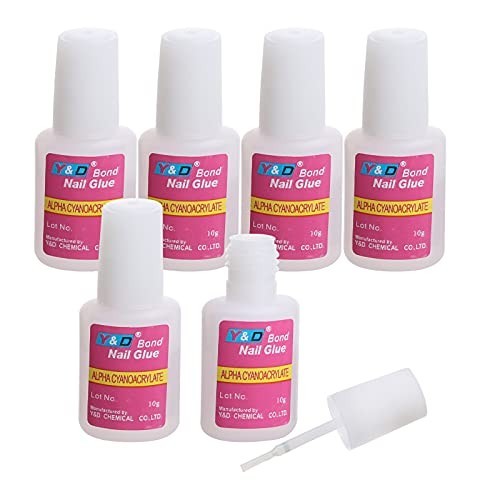 Brush on Nail Glue 6 Pack Long Lasting Acrylic Nail Tips Adhesive Super Bond