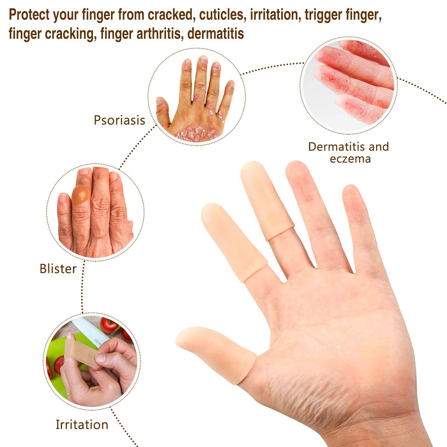 30 Pieces Gel Finger Protector Cots Silicone Cover Cap Sleeves for Finger Cracki