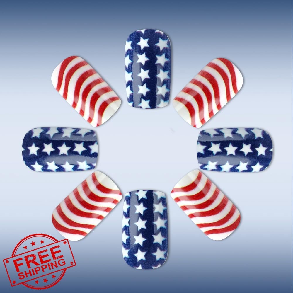 Rdntbeu 4th of July Press on Nails Style-27