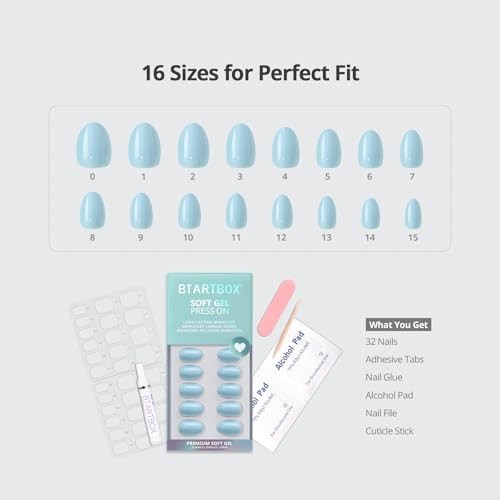 Extra Short Press On Nails – Sky Transition – Easy-To-Apply A4 – Sky Transition