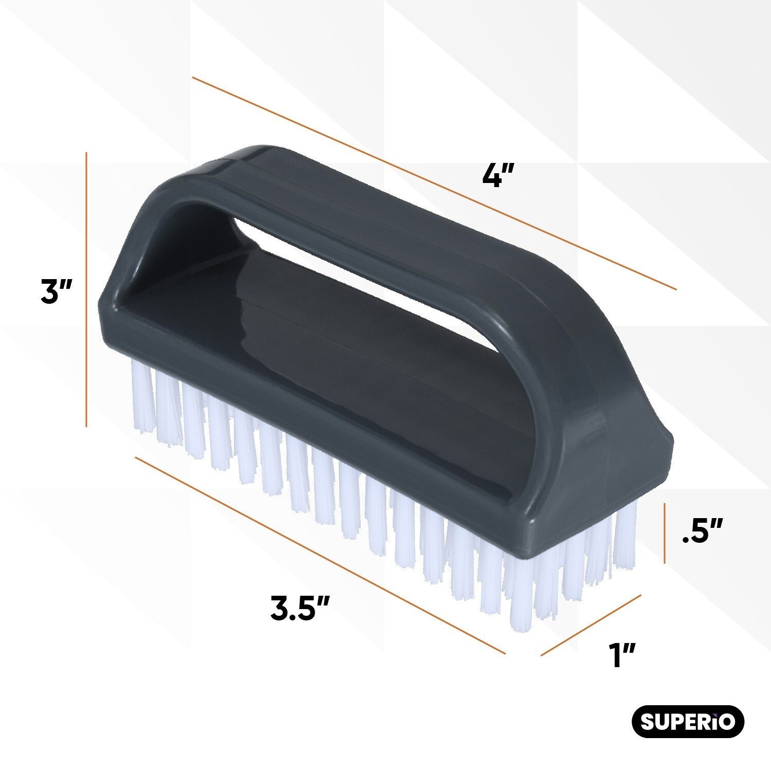 Superio Nail Brush Cleaner with Handle 3 Pack Durable Scrub Brush to Clean