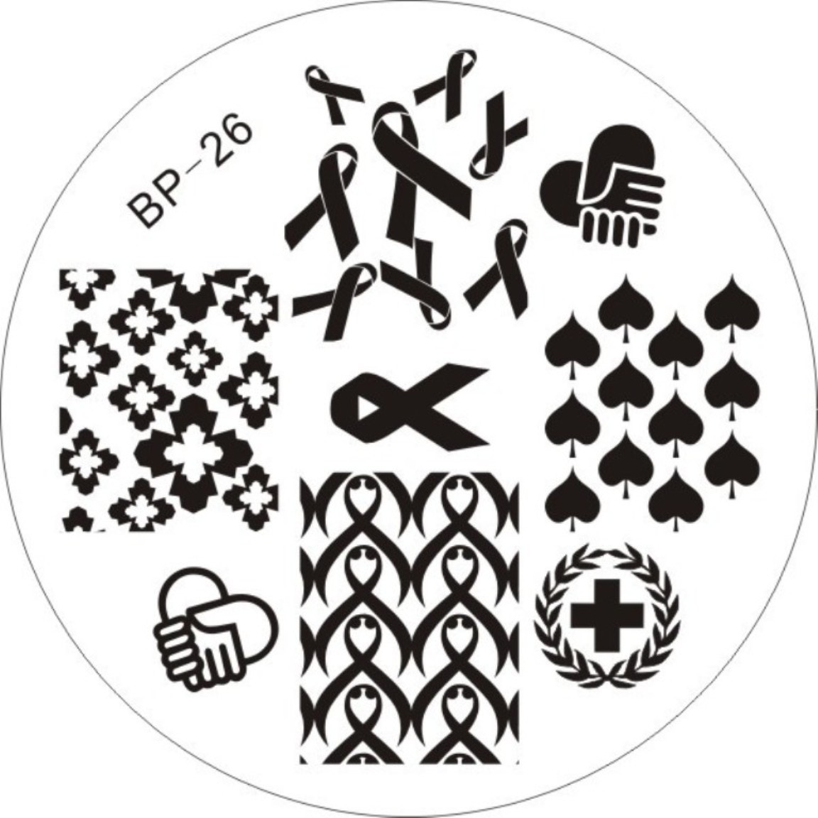 BP26 Crossover Ribbon Design Nail Art Template Image Plate Stamper Scraper Kit
