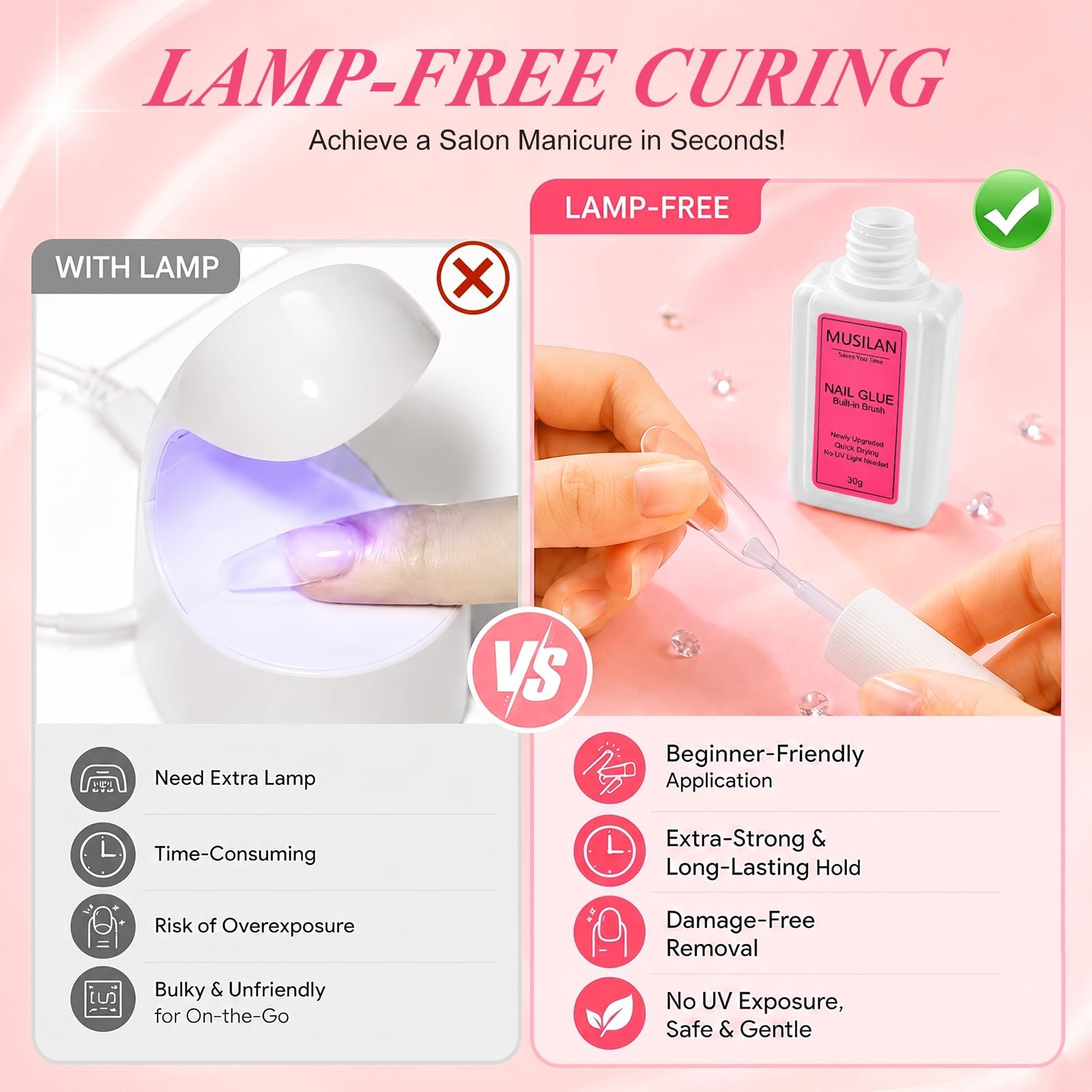 Super Strong Nail Glue, 30g Brush on Nail Glue for Press Ons Nails